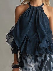 Sofia Halter Neck Top und bedruckte weite Hosen Set