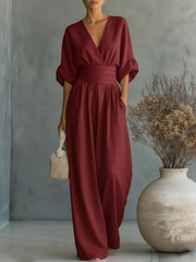 Alessia | Eleganter Jumpsuit mit V-Ausschnitt und Hoher Taille
