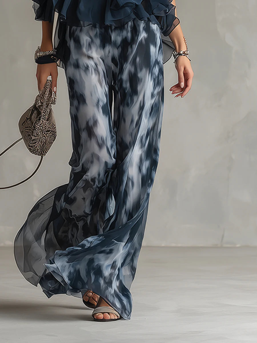 Sofia Halter Neck Top und bedruckte weite Hosen Set