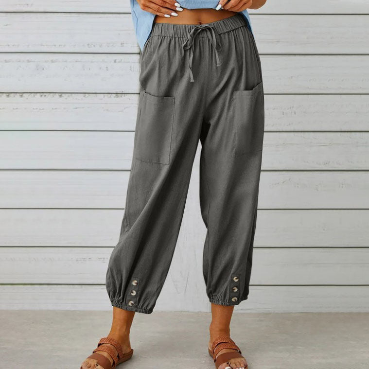 Nora | Weite Damenhose aus Baumwoll-Leinen-Mix