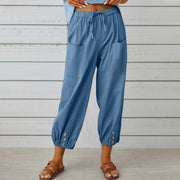 Nora | Weite Damenhose aus Baumwoll-Leinen-Mix