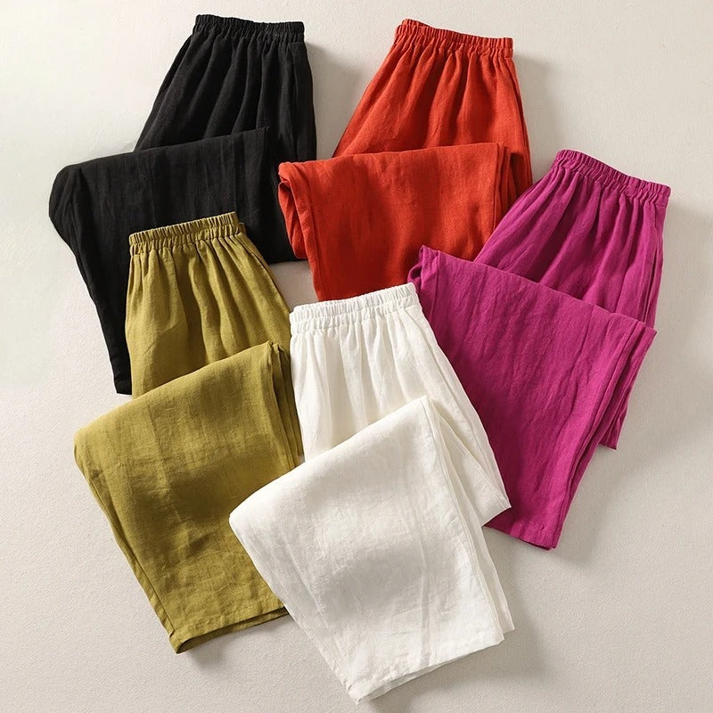 Amalia | Leichte Sommerhose aus Baumwolle & Leinen