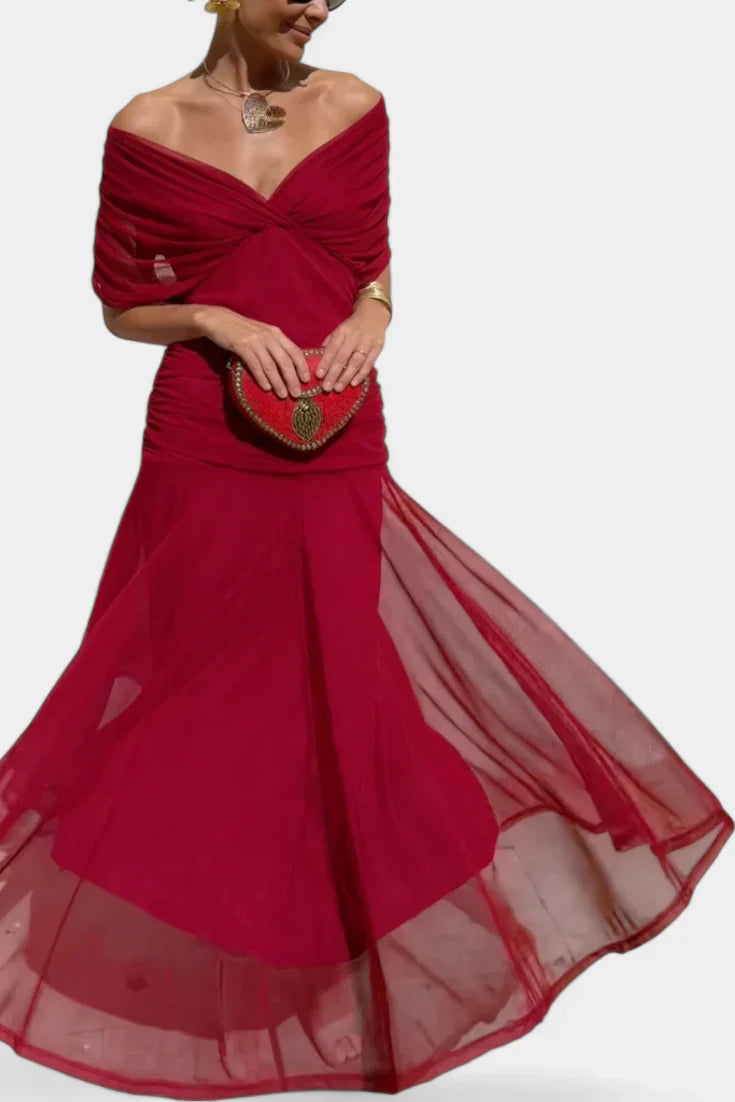 Inés | Langes Blumenkleid mit V-Ausschnitt