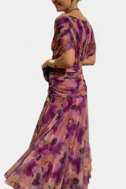Inés | Langes Blumenkleid mit V-Ausschnitt