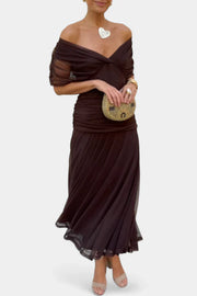 Inés | Langes Blumenkleid mit V-Ausschnitt