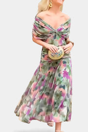 Inés | Langes Blumenkleid mit V-Ausschnitt