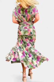 Inés | Langes Blumenkleid mit V-Ausschnitt