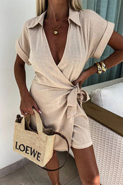 Saskia | Lässiger Leinen-Jumpsuit mit Revers