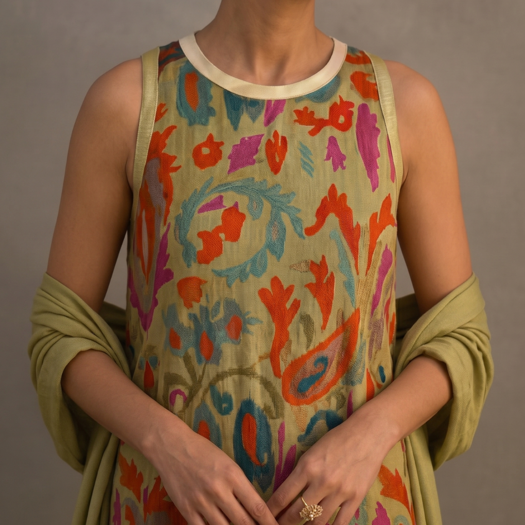 Aura | Langes Kleid mit passendem Gilet