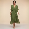 Sfumato | Chiffonkleid mit V-Ausschnitt