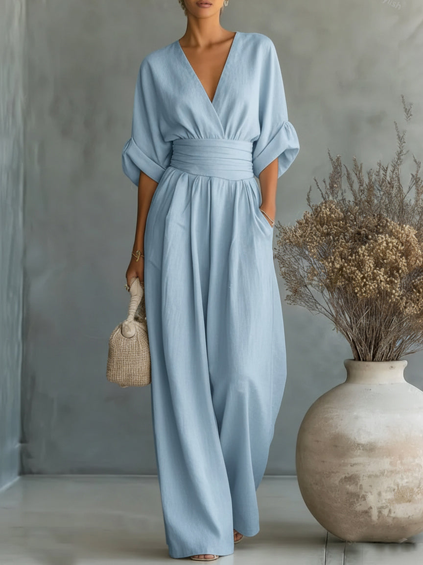 Alessia | Eleganter Jumpsuit mit V-Ausschnitt und Hoher Taille