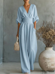 Alessia | Eleganter Jumpsuit mit V-Ausschnitt und Hoher Taille