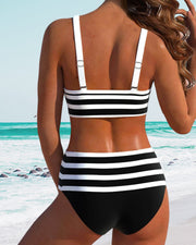 Alina | Gestreifter Bikini mit hoher Taille