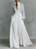 Sita | Maxi Minikleid mit Patchwork, hohem Kragen und langen Ärmeln
