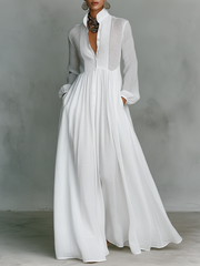 Sita | Maxi Minikleid mit Patchwork, hohem Kragen und langen Ärmeln