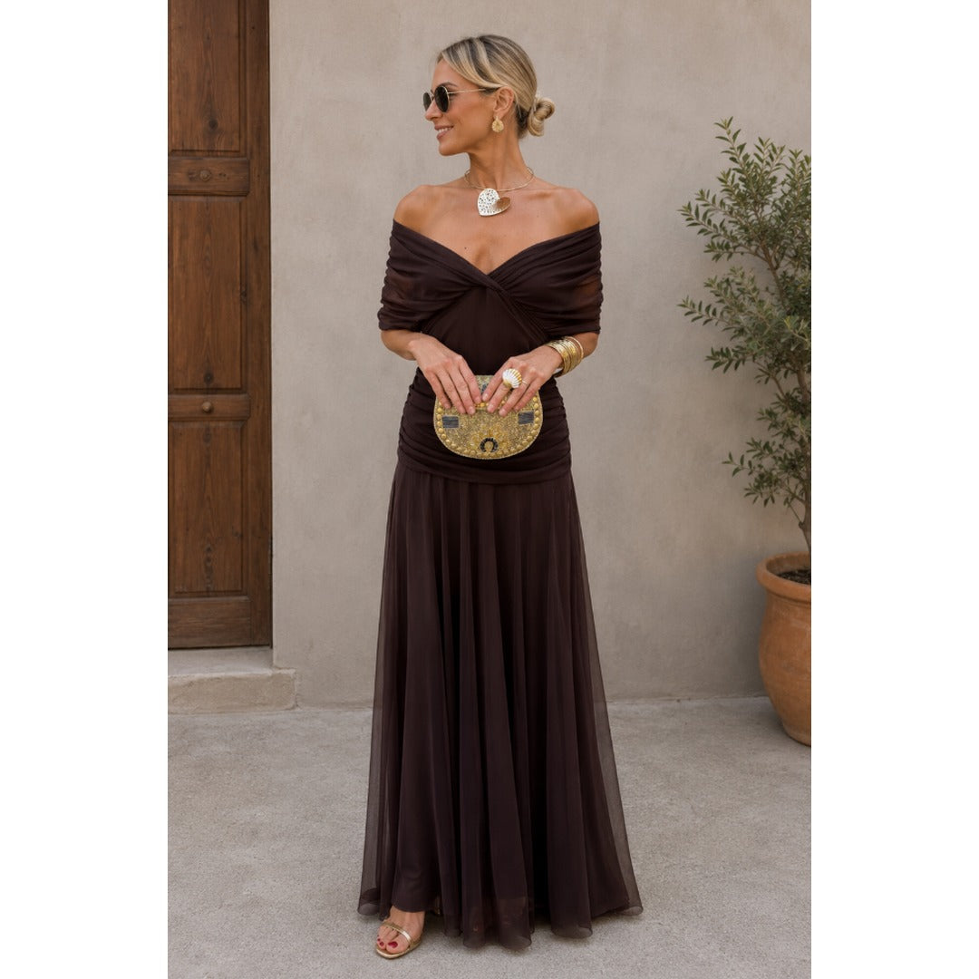 Inés | Langes Blumenkleid mit V-Ausschnitt