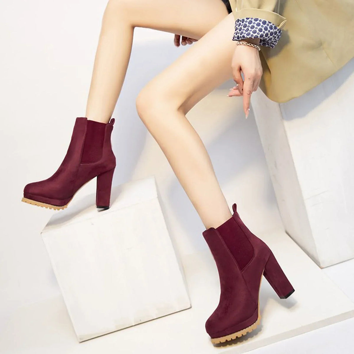 Stiefeletten mit Blockabsatz