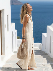Marleen | Maxikleid mit Kapuze und Knopfleiste