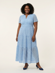 Brielle | V-Ausschnitt Kurzarm Tiered Midi Kleid