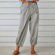 Nora | Weite Damenhose aus Baumwoll-Leinen-Mix