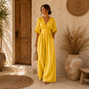 Daniela | Eleganter Jumpsuit mit V-Ausschnitt und weitem Bein
