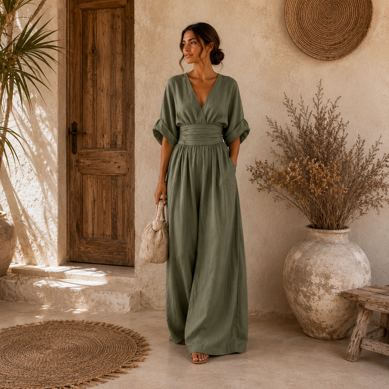 Daniela | Eleganter Jumpsuit mit V-Ausschnitt und weitem Bein