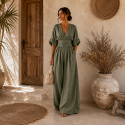 Daniela | Eleganter Jumpsuit mit V-Ausschnitt und weitem Bein