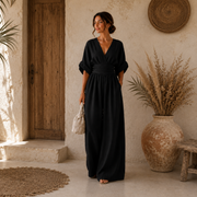Daniela | Eleganter Jumpsuit mit V-Ausschnitt und weitem Bein