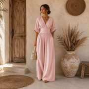 Daniela | Eleganter Jumpsuit mit V-Ausschnitt und weitem Bein