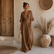 Daniela | Eleganter Jumpsuit mit V-Ausschnitt und weitem Bein