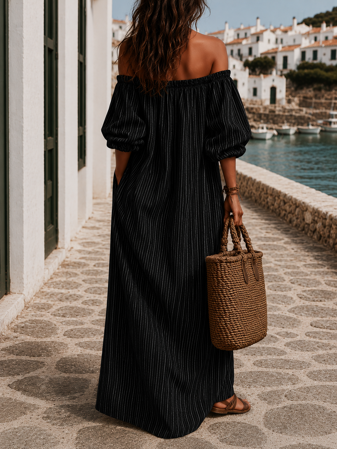 Malin| Luftiges Maxikleid mit langen Ärmeln