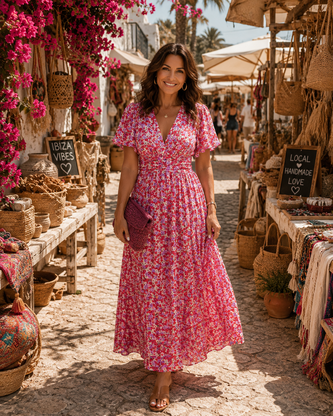 Élina | Lange fließende Blumenrobe