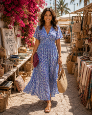 Élina | Lange fließende Blumenrobe