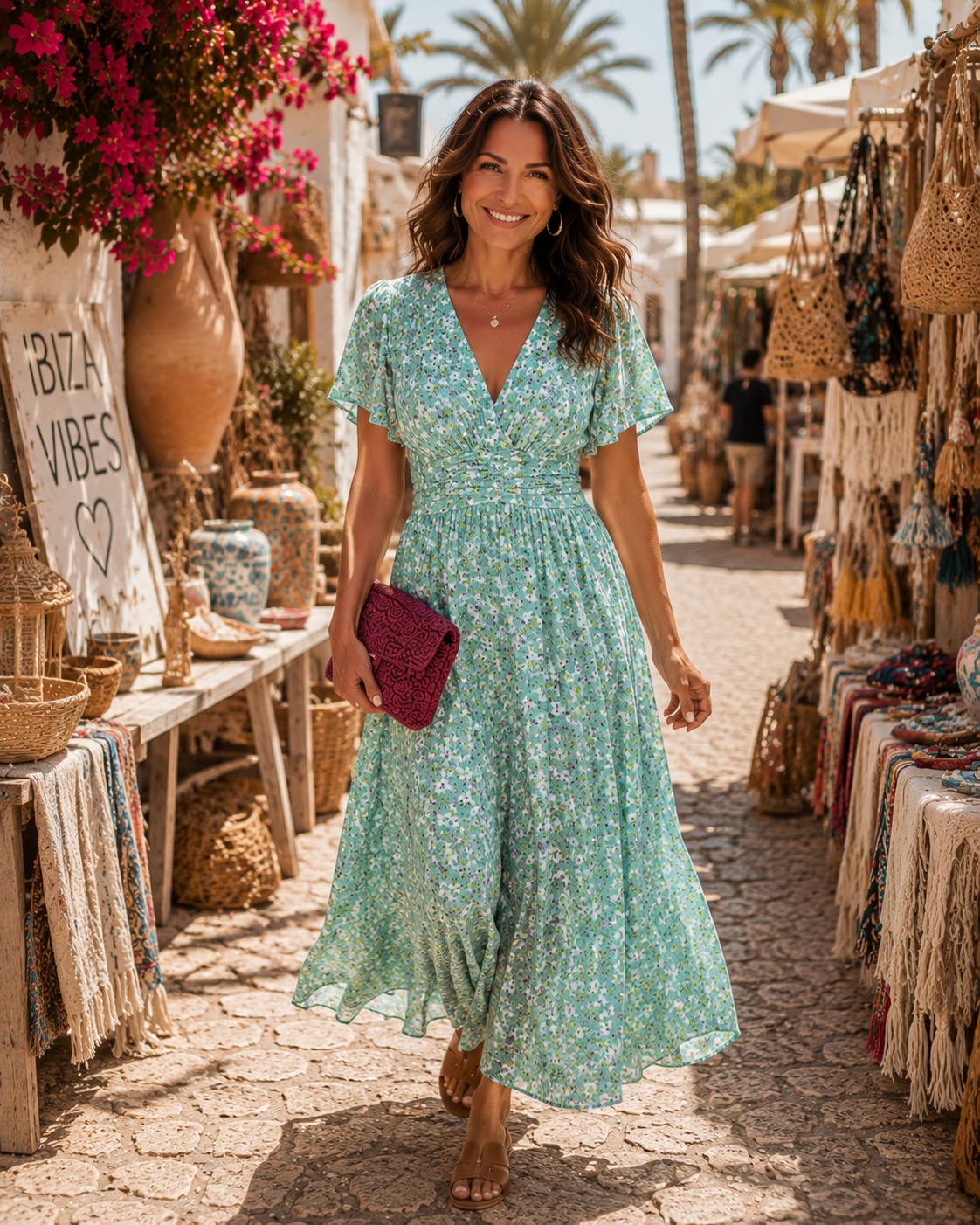 Élina | Lange fließende Blumenrobe