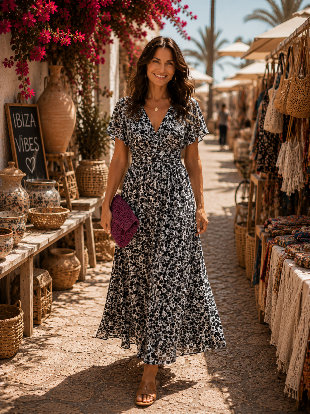 Élina | Lange fließende Blumenrobe
