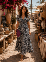 Élina | Lange fließende Blumenrobe