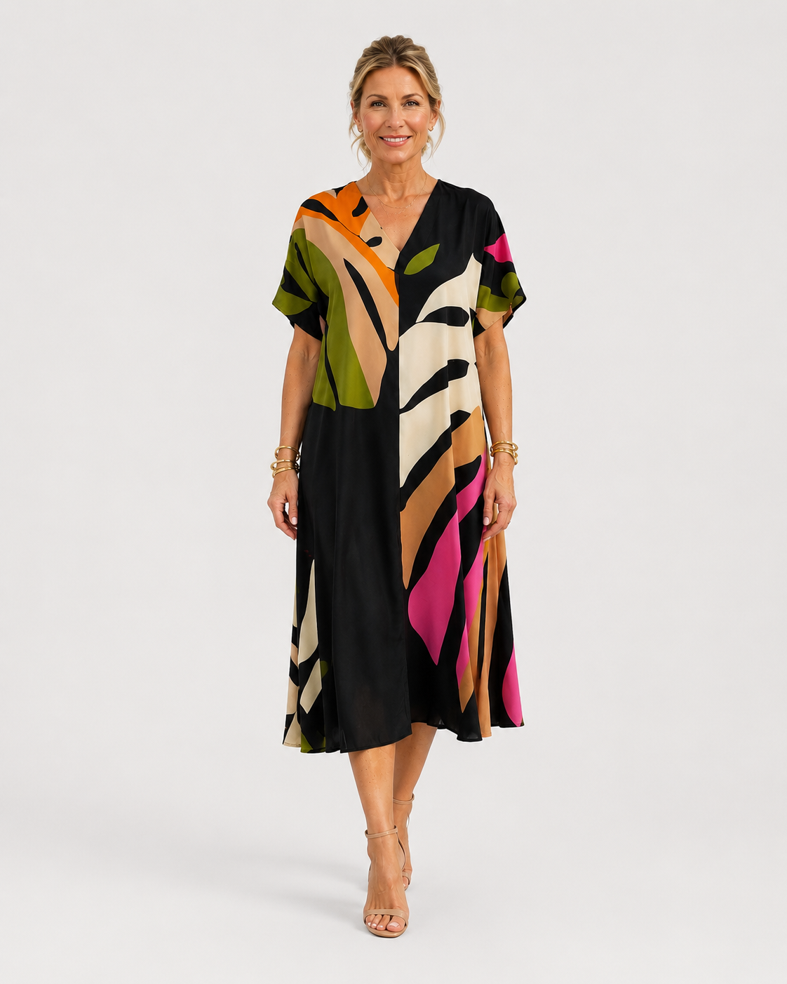 Audomare Kleid mit V-Ausschnitt