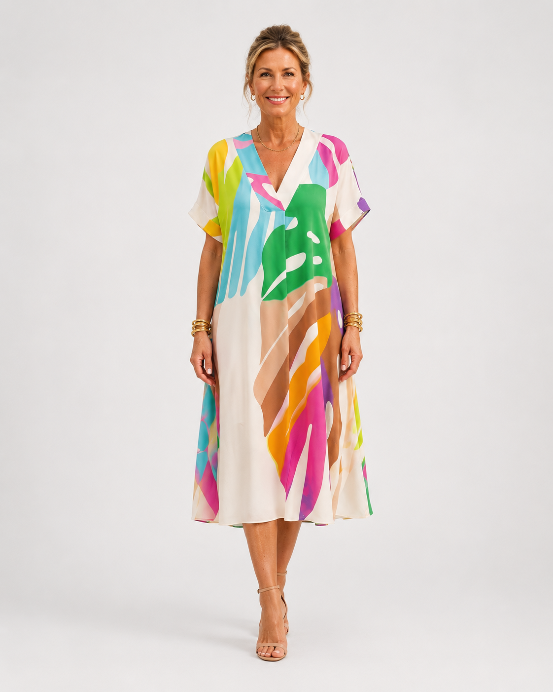 Audomare Kleid mit V-Ausschnitt