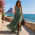 Smilla | Boho-Maxikleid in Salbeigrün