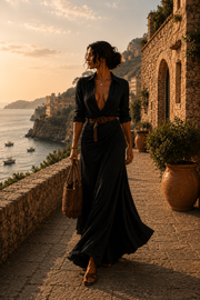 Mathilda | Drapiertes Kleid mit Gürtel