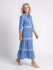 Ysolde | Midi-Kleid mit 3/4-Ärmeln und Kettenmuster