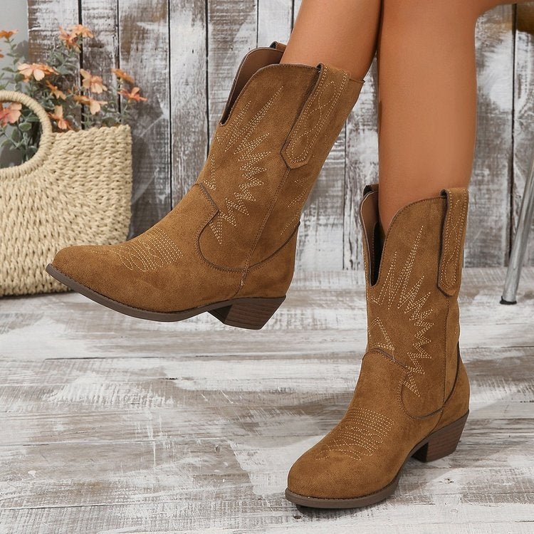 Bestickte Westernstiefel mit Stickdetails