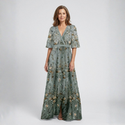 Élodie | Langes Blumenkleid mit V-Ausschnitt