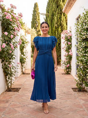 Seraphina | Elegantes Maxikleid mit Plisseefalten und gebundenem Taillengürtel