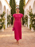 Seraphina | Elegantes Maxikleid mit Plisseefalten und gebundenem Taillengürtel