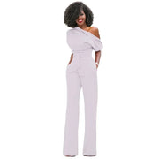 Greta | Jumpsuit mit Schrägem Kragen und Weiten Beinen