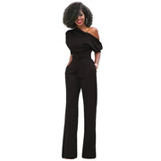 Greta | Jumpsuit mit Schrägem Kragen und Weiten Beinen