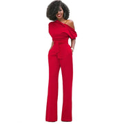 Greta | Jumpsuit mit Schrägem Kragen und Weiten Beinen