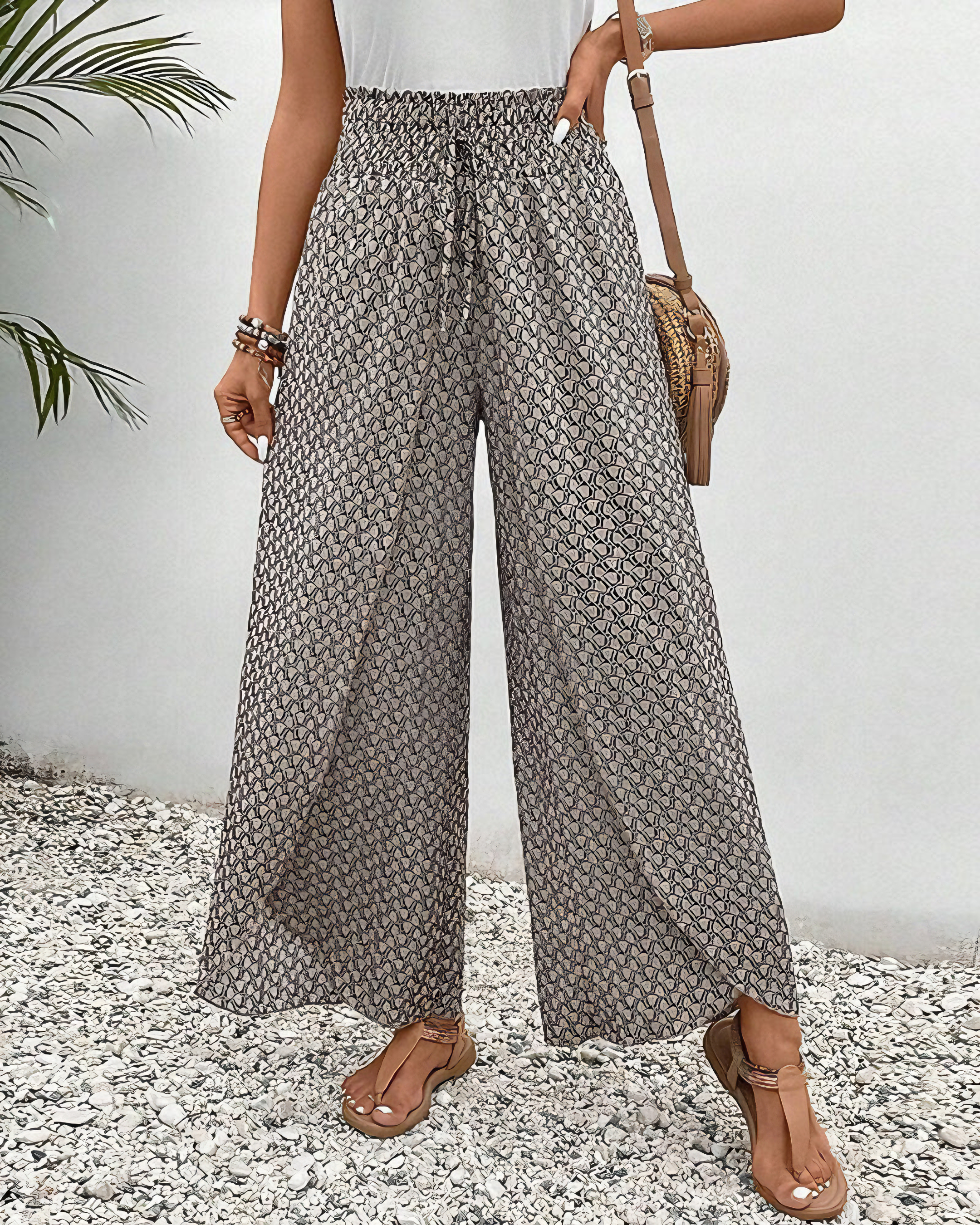 Lizzy | Hose mit weitem Bein und Geometrie-Druck
