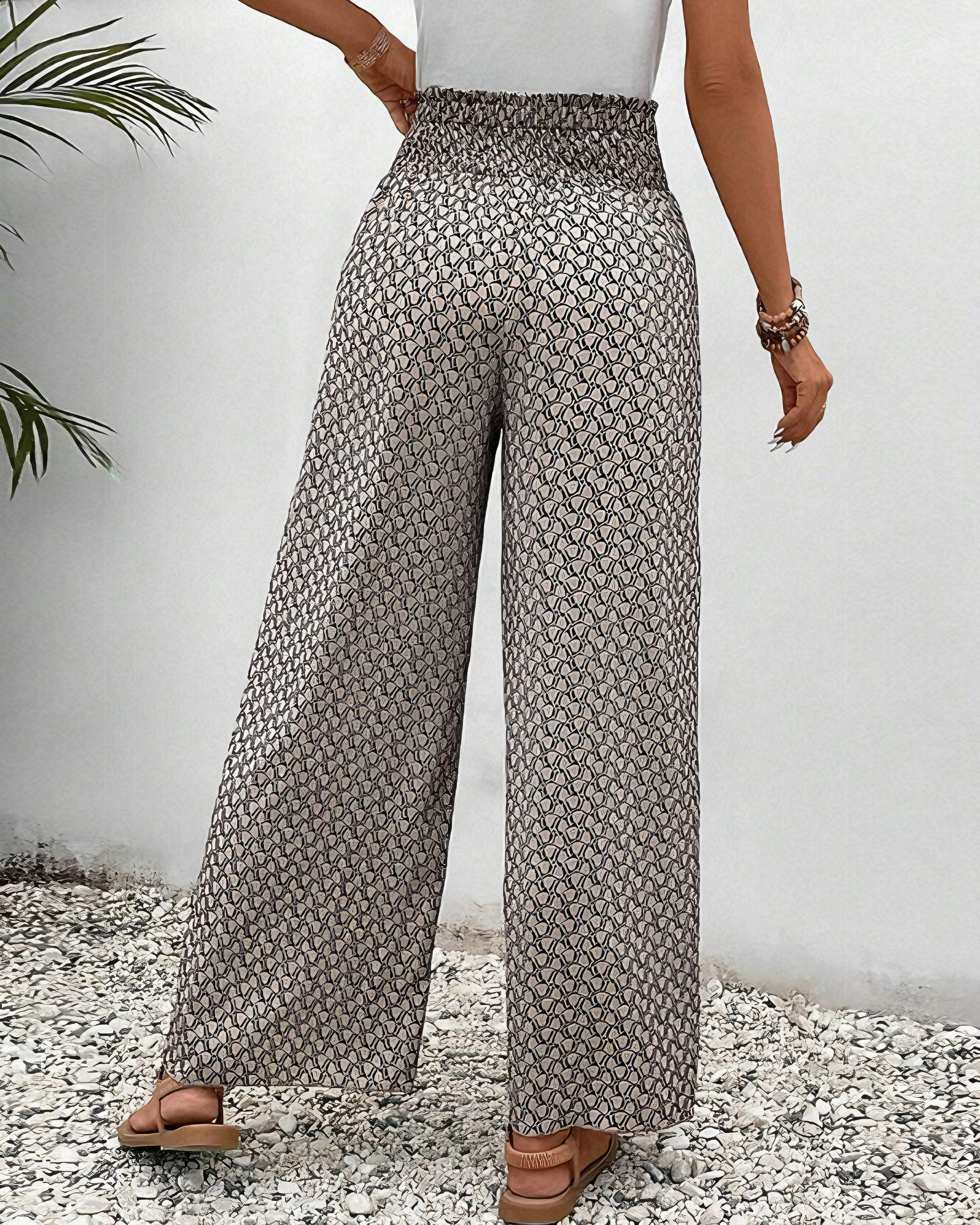 Lizzy | Hose mit weitem Bein und Geometrie-Druck